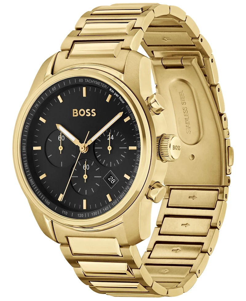Hugo Boss Men's Trace Ionic Thin Gold-Tone 1 Steel Bracelet Watch, 44mm