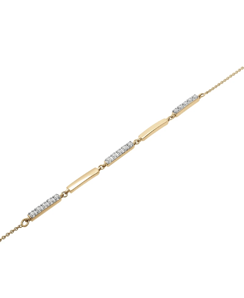 Wrapped Diamond & Polished Bar Ankle Bracelet (1/6 ct. t.w.) Two toned in 10k Gold and White Rhodium, Created by Macy's