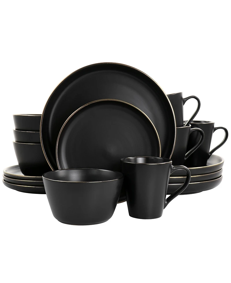 Elama Mateo Gold-Tone 16 Pc. Dinnerware Set, Service for 4