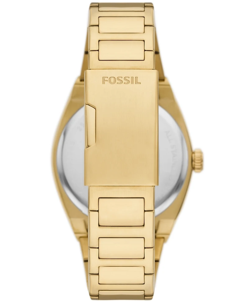Fossil Men's Everett Three-Hand Date Gold-Tone Stainless Steel Bracelet Watch, 42mm