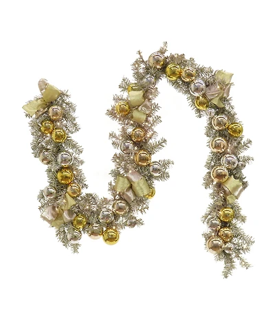 National Tree Company 9' Pre-Lit Ornament Metallic Garland