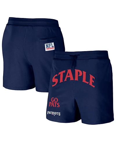 Men's Nfl X Staple Navy New England Patriots New Age Throwback Vintage-Like Wash Fleece Short