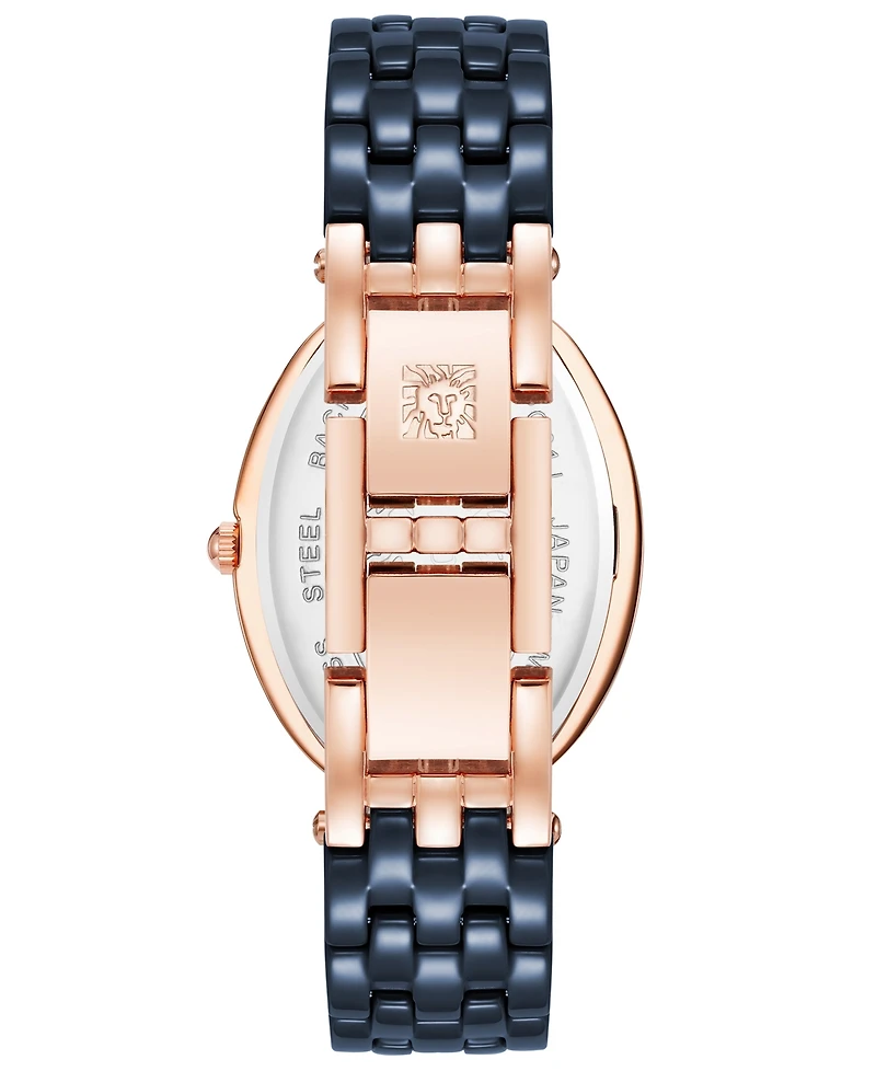 Anne Klein Women's Three-Hand Quartz Navy Ceramic Bracelet Watch, 27mm