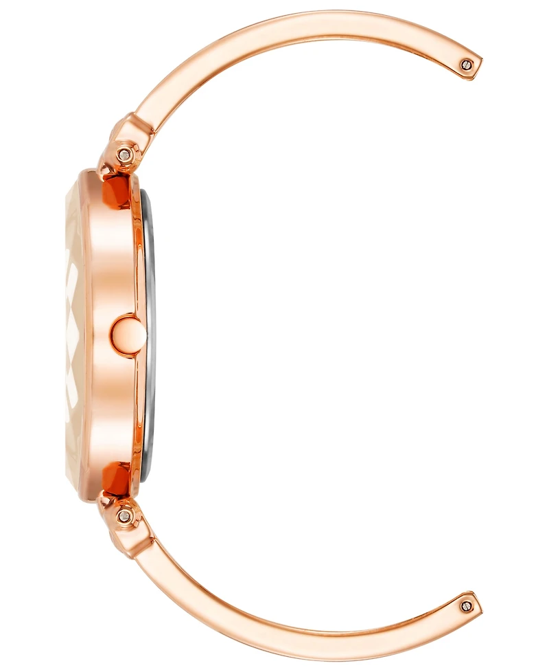 Anne Klein Women's Three-Hand Quartz Rose Gold-Tone Alloy with Blush Enamel Bracelet Watch, 24mm