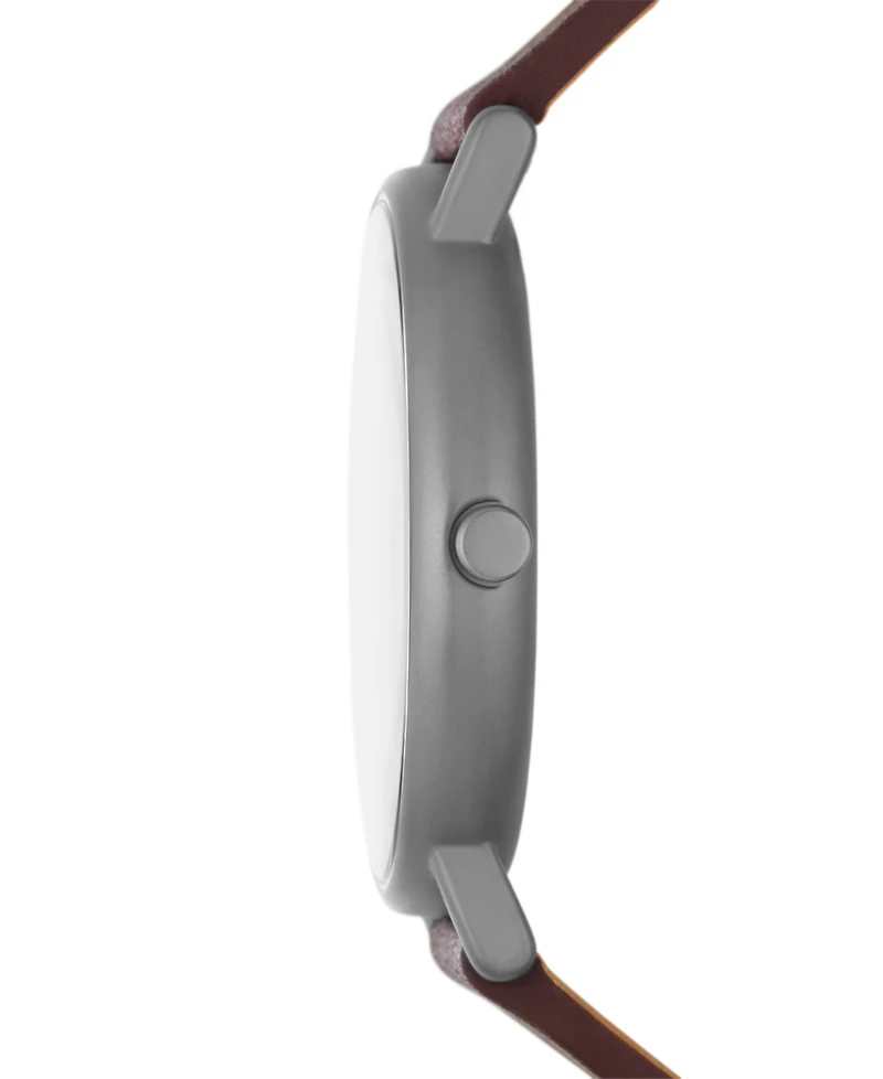 Skagen Women's Signatur Three-Hand Red Wood Leather Strap Watch, 40mm