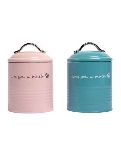 "I Love You So Much" Dog Treat Canister Gift Set – Airtight & Stylish Storage, Durable, Non-Toxic Material (Pink and Blue)