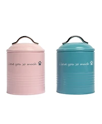 "I Love You So Much" Dog Treat Canister Gift Set – Airtight & Stylish Storage, Durable, Non-Toxic Material (Pink and Blue)
