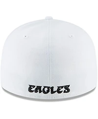 Men's New Era White Philadelphia Eagles Throwback Logo Omaha Low Profile 59FIFTY Fitted Hat