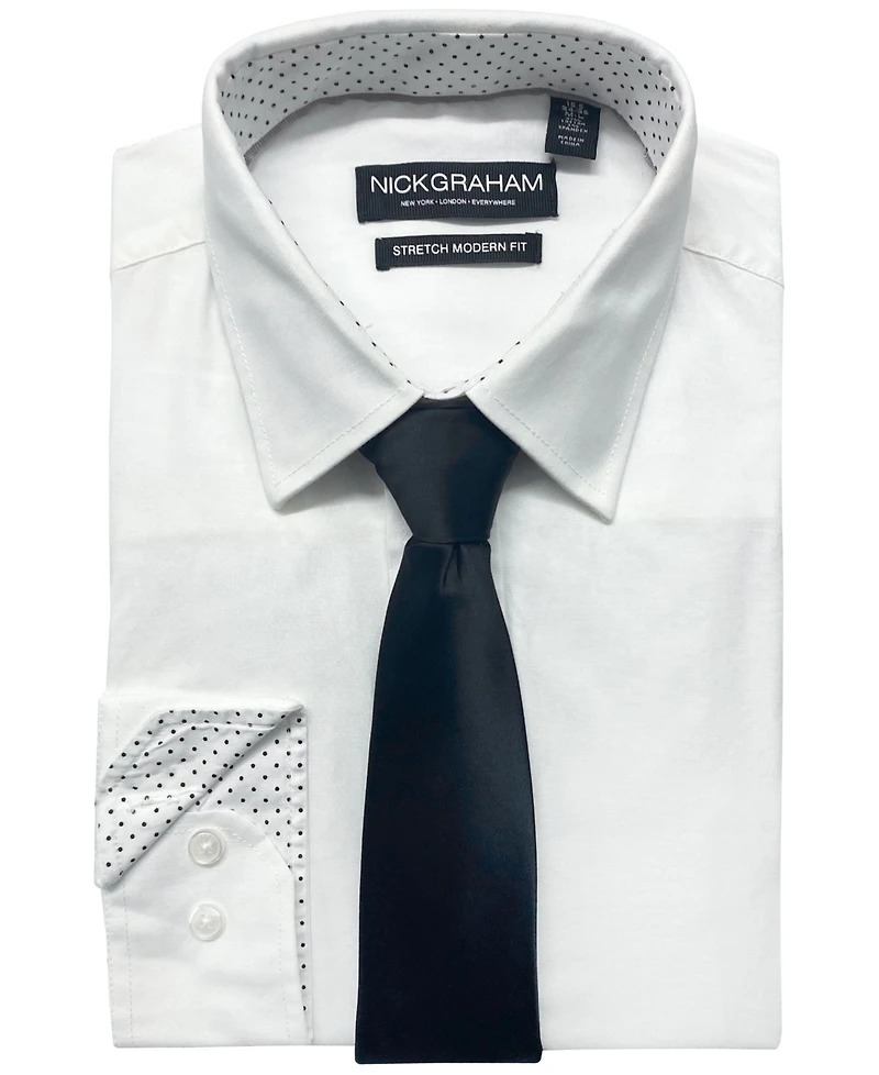 Nick Graham Men's Modern-Fit Stretch Dress Shirt & Tonal Plaid Tie Set