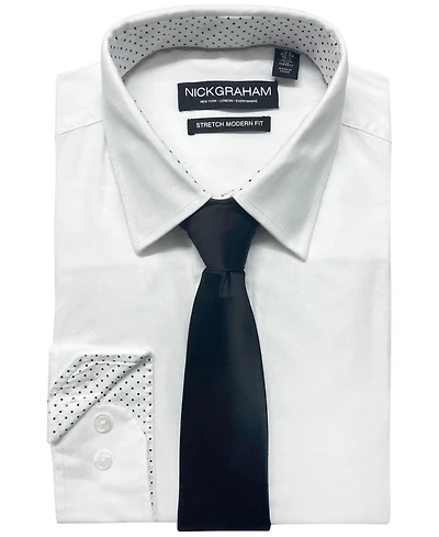 Nick Graham Men's Modern-Fit Stretch Dress Shirt & Tonal Plaid Tie Set