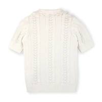 Hope & Henry Girls Organic Cotton Short Sleeve Peter Pan Collar Sweater Polo