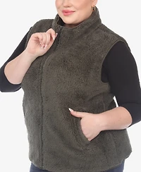 White Mark Plus Women's Zip Up Sherpa Vest Jacket