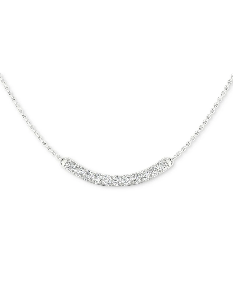Forever Grown Diamonds Lab-Created Diamond Curved Bar 18" Collar Necklace (1/2 ct. t.w.) in Sterling Silver, 16 + 2" extender