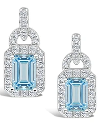 Macy's Topaz (1 2/5 ct. t.w.) and Topaz (3/8 ct. t.w.) Halo Drop Earrings in Sterling Silver