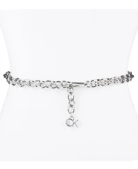 Calvin Klein Women's Silver-Tone Chain Belt with Hanging Logo Charm