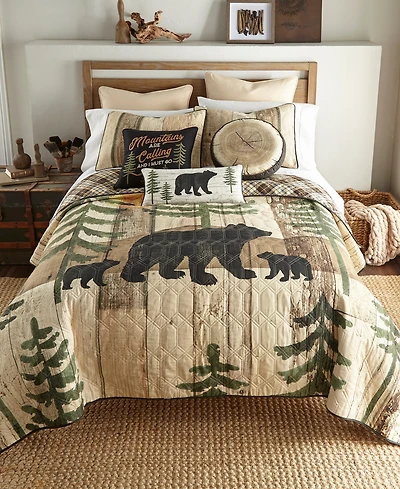 Donna Sharp Painted Bear 3 Piece Quilt Set, Queen