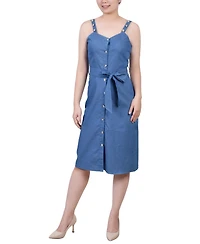 Ny Collection Petite Sweetheart Neck Chambray Sundress