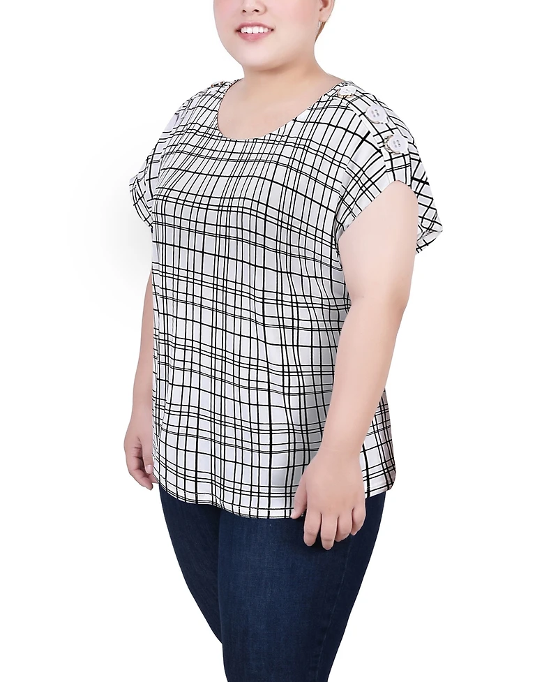 Ny Collection Plus Size Short Extended Sleeve Top