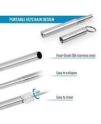 Zulay Kitchen Collapsible Straw with Case and Cleaning Tool