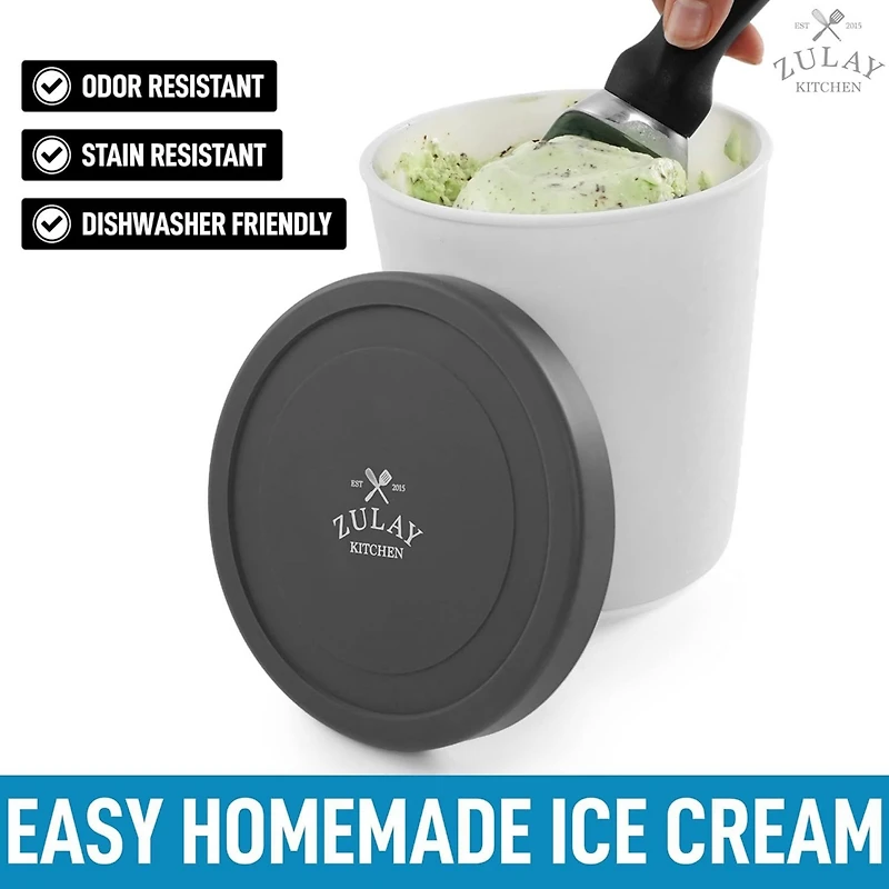 Ice Cream Containers For Homemade - Reusable Pint Container with Lids (2 Pack)