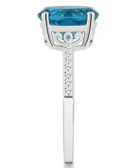 Macy's Women's London Blue Topaz (3-3/5 ct.t.w.) and Diamond (1/10 Ring Sterling Silver