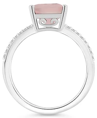 Macy's Women's Rose Quartz (3-1/6 ct.t.w.) and Diamond (1/10 Ring Sterling Silver