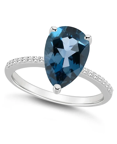 Macy's Women's London Blue Topaz (3-2/3 ct.t.w.) and Diamond (1/10 Ring Sterling Silver