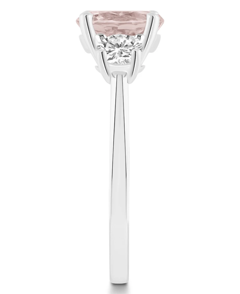 Macy's Women's Rose Quartz (1-3/4 ct.t.w.) and White Topaz (2/3 3-Stone Ring Sterling Silver