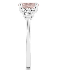Macy's Women's Rose Quartz (1-3/4 ct.t.w.) and White Topaz (2/3 3-Stone Ring Sterling Silver