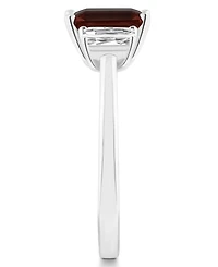 Macy's Women's Garnet (1-9/10 ct.t.w.) and White Topaz (3/4 3-Stone Ring Sterling Silver