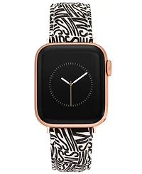 Steve Madden Women's White and Black Faux Leather Band designed for Apple Watch 42mm (Series 10) & 38/40/41mm