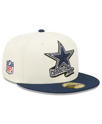Men's New Era Cream, Navy Dallas Cowboys 2022 Sideline 59FIFTY Fitted Hat
