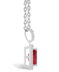 Lab Grown Ruby (2 ct. t.w.) and Lab Grown Sapphire (1/5 ct. t.w.) Halo Pendant Necklace in 10K White Gold