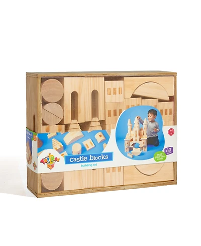 Geoffrey's Toy Box Solid Pine Wooden Castle Block Play Set, Created for Macy's