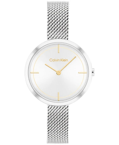 Calvin Klein Women's Silver-Tone Stainless Steel Mesh Bracelet Watch 30mm