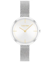 Calvin Klein Women's Silver-Tone Stainless Steel Mesh Bracelet Watch 30mm