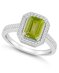 Macy's Peridot (1-2/3 ct. t.w.) and Diamond (1/5 Halo Ring Sterling Silver