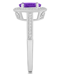 Macy's Amethyst (1-1/5 ct. t.w.) and Diamond (1/5 Halo Ring Sterling Silver