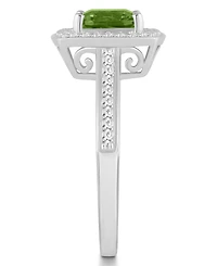 Macy's Peridot (1-1/2 ct. t.w.) and Diamond (1/4 Halo Ring Sterling Silver