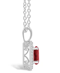 Macy's Garnet (1-2/3 ct. t.w.) and Diamond (1/8 ct. t.w.) Halo Pendant Necklace in Sterling Silver