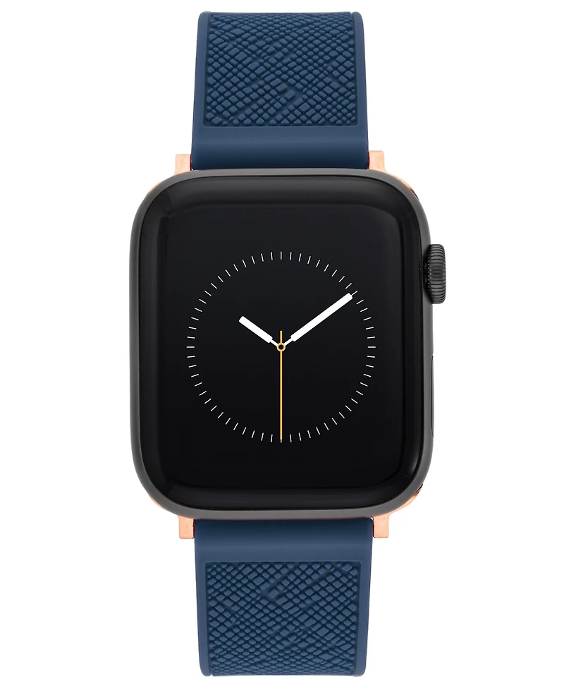 Anne Klein Women's Navy Textured Silicone Band designed for Apple Watch 42mm (Series 1-3 only) & 44/45/46/49mm (Ultra & Ultra 2)