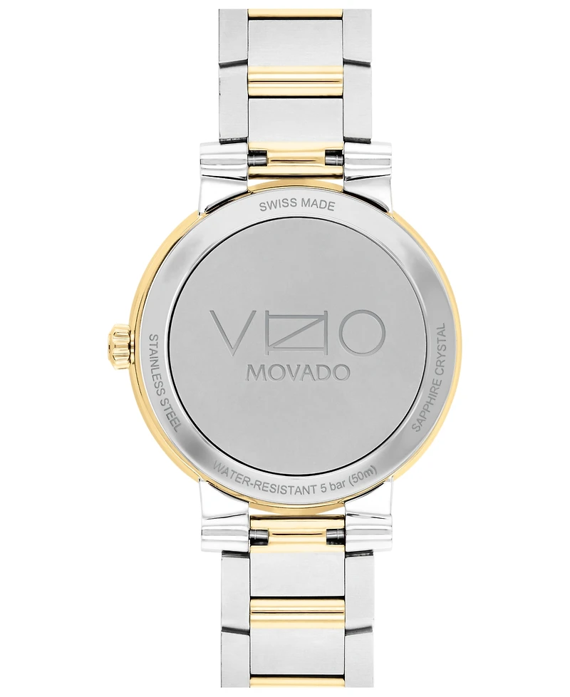 Movado Women's Vizio Swiss Quartz Silver-Tone Stainless Steel Light Yellow Pvd Bracelet Watch 32mm