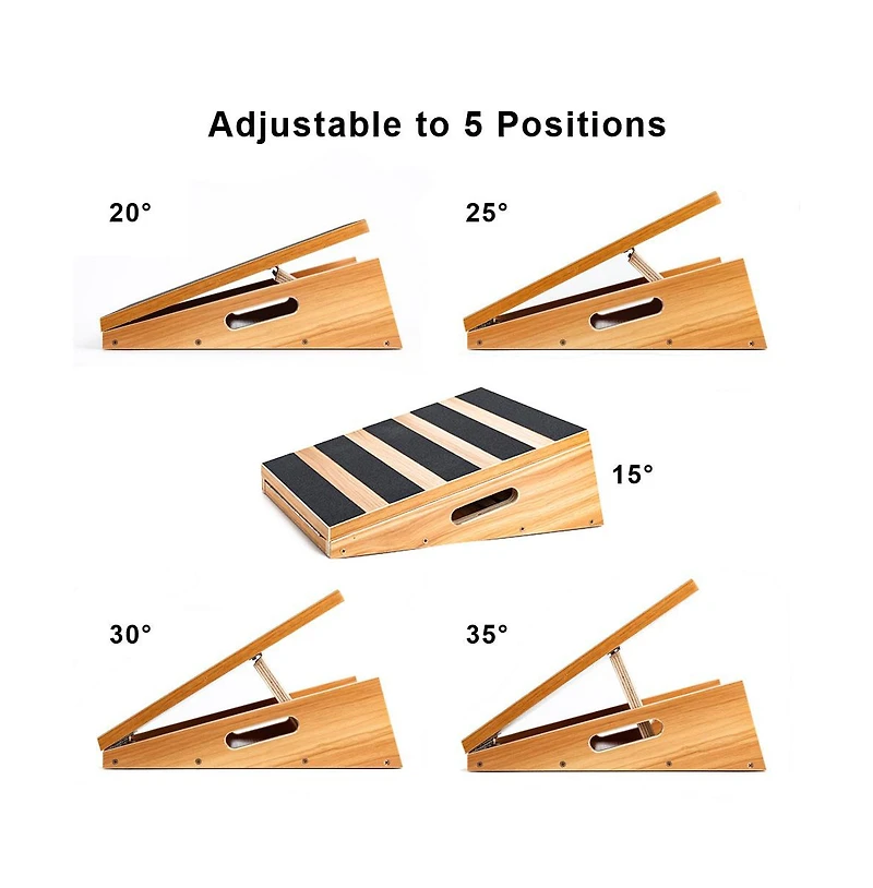 StrongTek Professional Wooden Slant Board, Calf Stretcher With Extra Side-handle