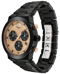 Movado Men's Bold Fusion Swiss Quartz Chronograph Ionic Plated Black Steel Bracelet Watch 44mm