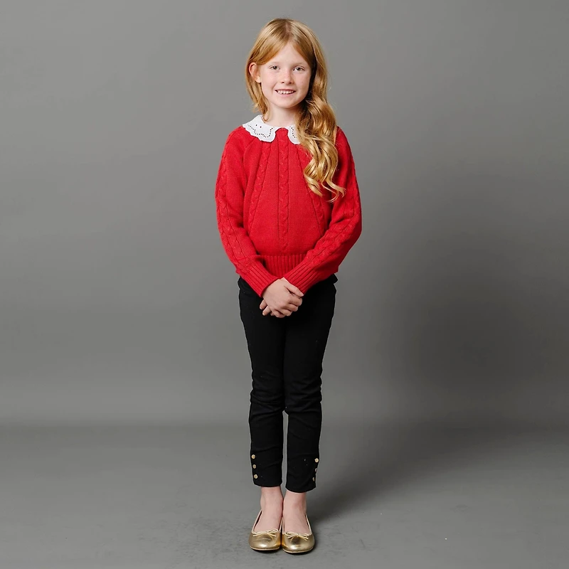 Hope & Henry Toddler Girls Button Cuff Ponte Pant