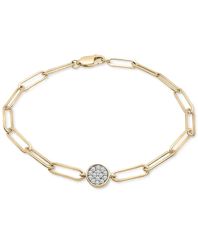 Diamond Circle Cluster Paperclip Link Bracelet (1/6 ct. t.w.) in 14k Gold-Plated Sterling Silver, Created for Macy's