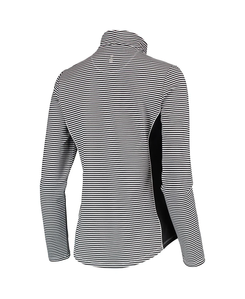 Women's Tommy Bahama Black Los Angeles Dodgers Aubrey Stripe Block IslandZone Half-Zip Jacket