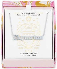 Diamond Accent Zodiac Name 18" Pendant Necklace Sterling Silver or 14k Gold-Plated