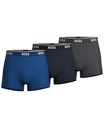 Boss by Hugo Men's 3-Pack Solid Logo Waistband Trunks
