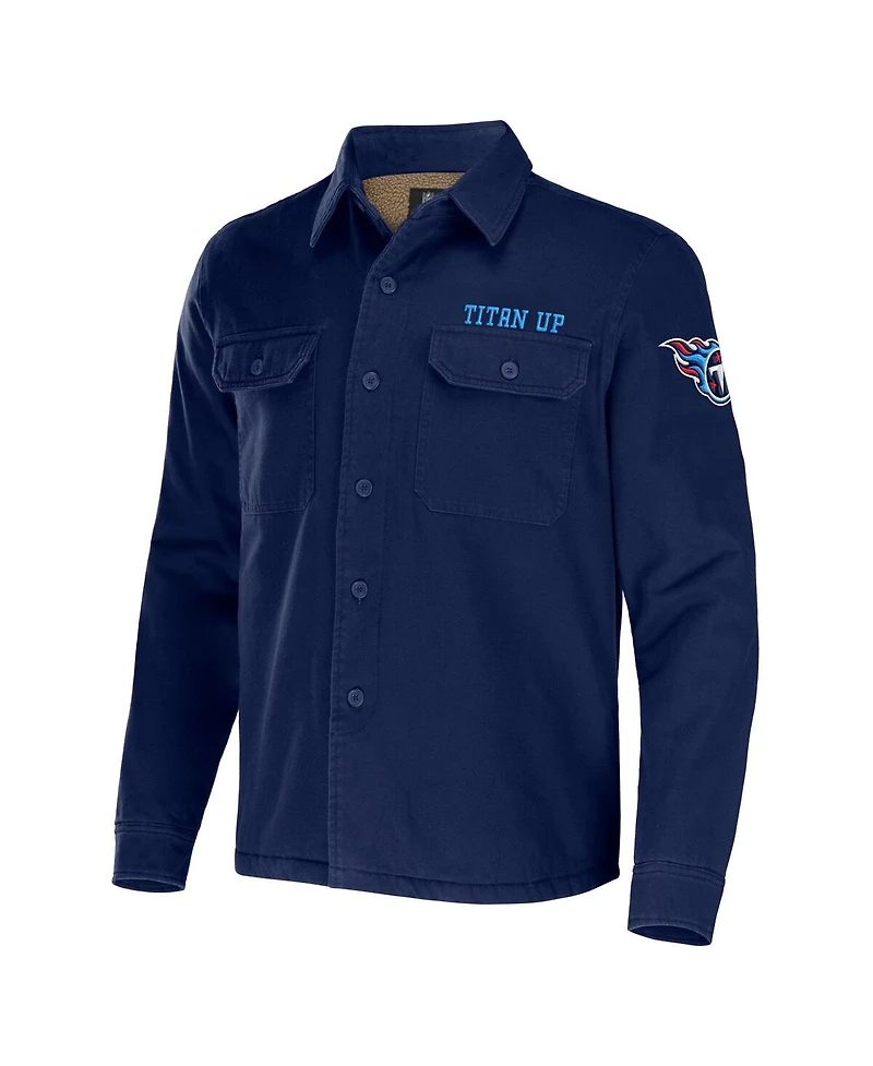 Men's Nfl x Darius Rucker Collection by Fanatics Navy Tennessee Titans Canvas Button-Up Shirt Jacket